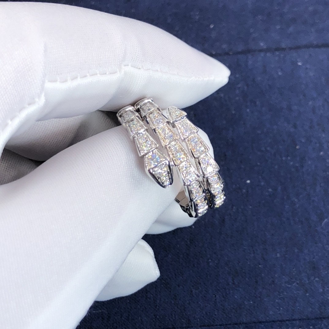 Elegant 18K Gold 2 Row Diamonds Serpenti Viper Ring Diamond Ring Yellow Gold White Gold