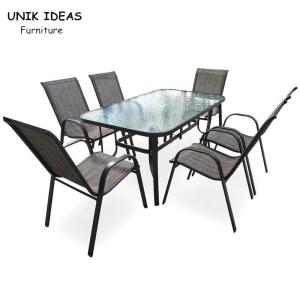 Quality Garden Furniture Outdoor Patio Conversation Dining Set 7 Piece Modern Metal Steel wholesale
