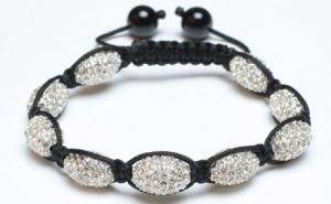 Quality Adjustable Shamballa Bracelet, Clear Crystal Pave Rice Beads wholesale