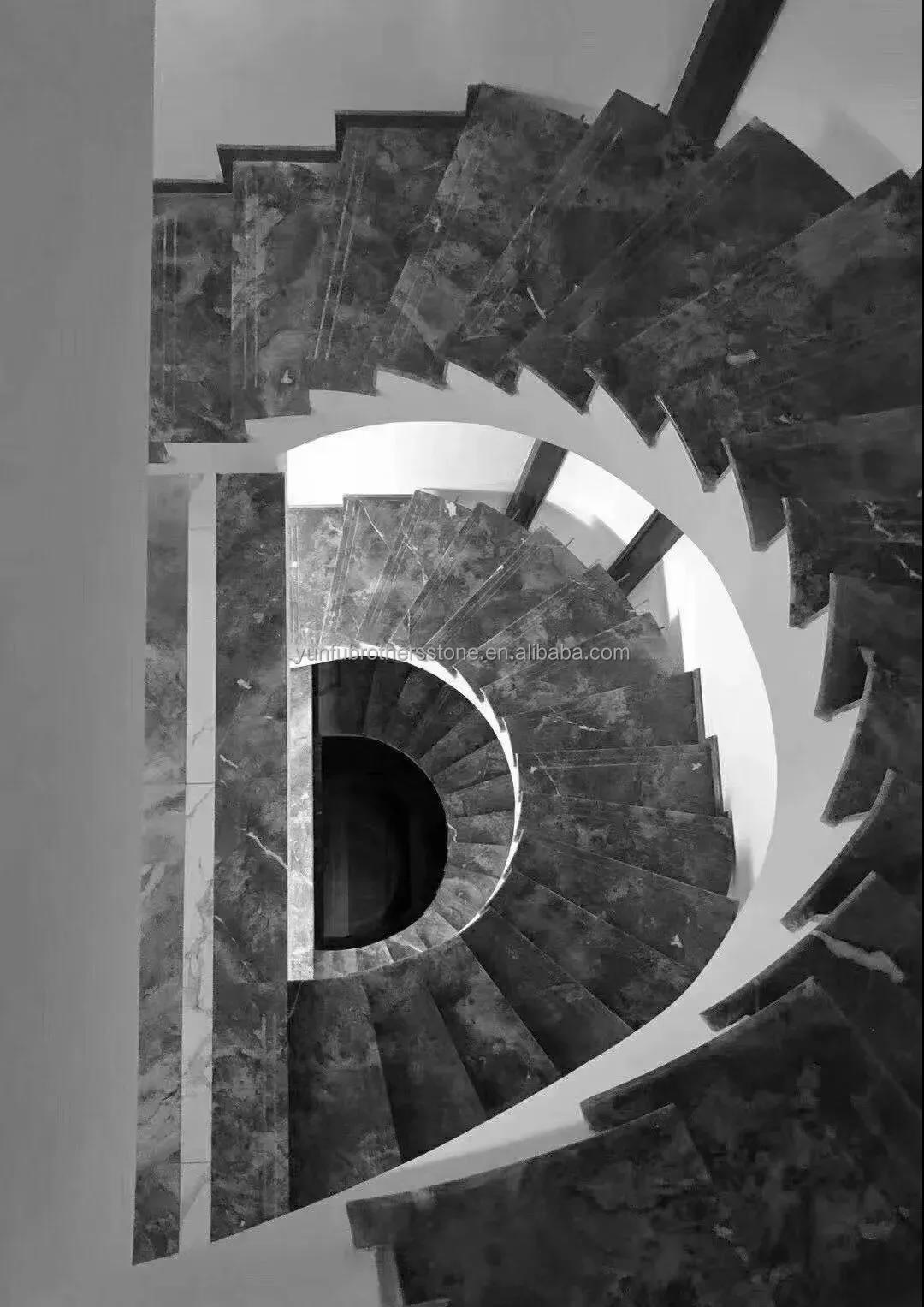 Modern Panda White Calcite Marble Staircase Stone Decorative Marble Stairs at Hallway