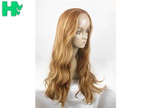 Quality Fashionable Golden Color Long Synthetic Wigs For Girls Cap Size Adjustable wholesale