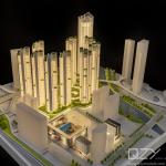 Residential Commercial Miniature Building Models 3D Skyscraper Aedas 1:600