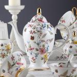 Decorative 1350ml 15pc Porcelain English Teapot Set With 340ml Milk Jug