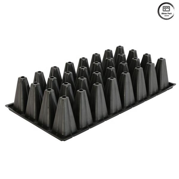 32-Cell Plastic Nursery Seed Tray, Vacuum Formed for Seed Growth, Black Seedling