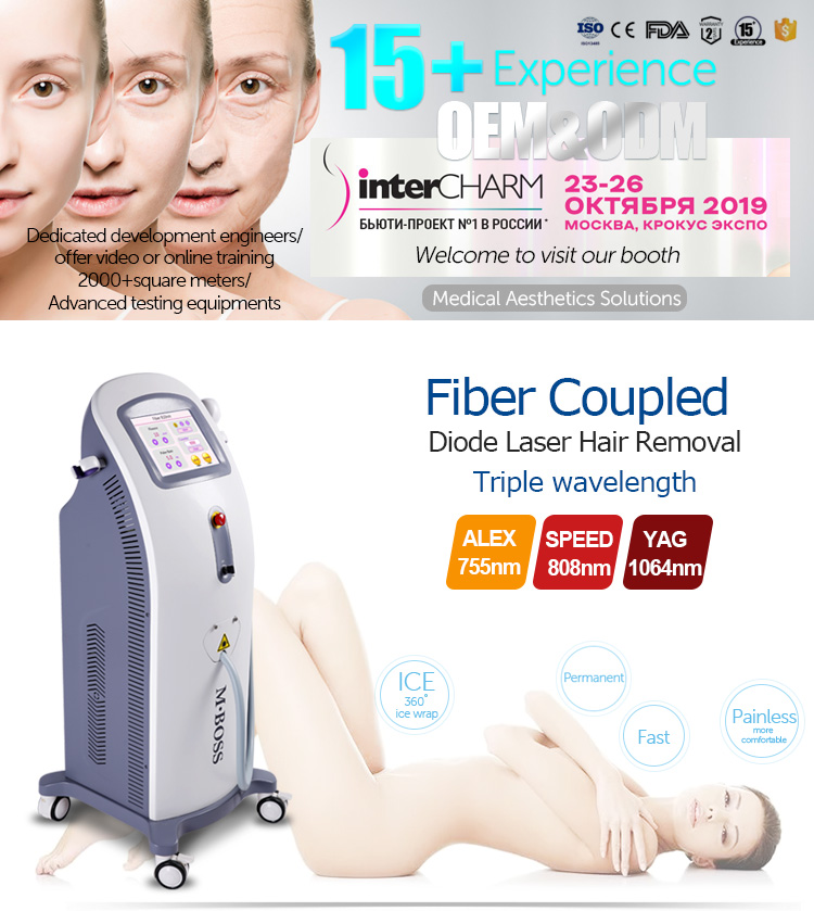 3 wavelength 808nm 755nm 1064nm fiber diode laser painless hair removal beauty laser machine price