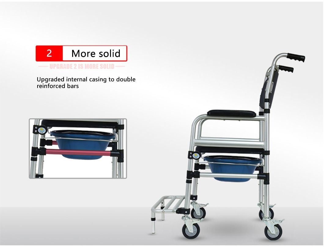 for Seniors, Heavy Duty Aluminum Toilet Wheelchair with Locking Wheels