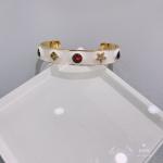 Stainless Steel Colorful Gemstone Bracelet White Wide Cuff Bangles For Wedding