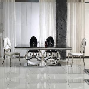 Quality 160kg Stainless Steel Dining Table Set Marble Top 78inchx40inchx30inch wholesale