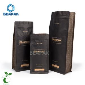 Quality Flat Bottom Custom Printed Biodegradable Coffee Bags wholesale