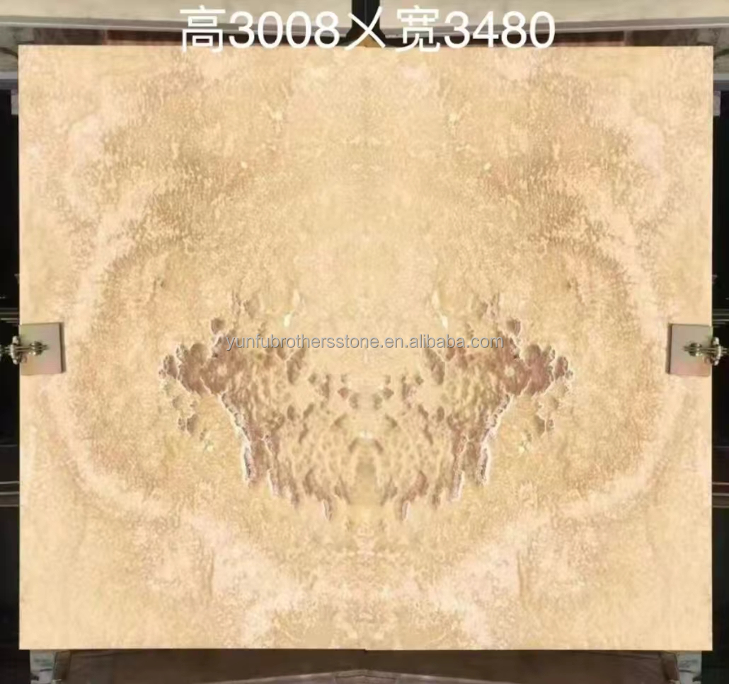 Modern Design Polished Marble Bookmatch Tile Custom Backlit Red Dragon Jade Onyx Wall