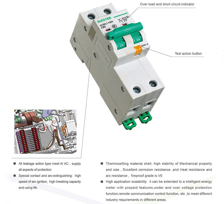 Type B 4Pole 63A 30ma Residual Current Circuit Breaker
