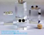 Clear Polished Acrylic Cube Cylinder, Square Display Block, Jewelry Display