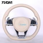 Full Beige Leather Mercedes Benz Steering Wheel W205 W204 A45 CLE GLC