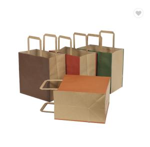 Quality CMYK Solid Color Plain Kraft Paper Gift Bags Eco Friendly Paper Bags 190gsm wholesale