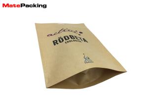 Quality Kraft Paper Stand Up Biodegradable Recycling Bags With Zipper / Hole Handle wholesale