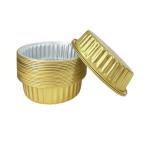 Golden Aluminum Foil Trays with Lid Disposable Round BBQ Box Takeaway Lunch