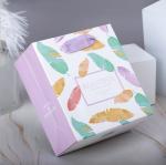 Flat Bottom CMYK Cardboard Gift Bags With Handles Printed White Brown Kraft