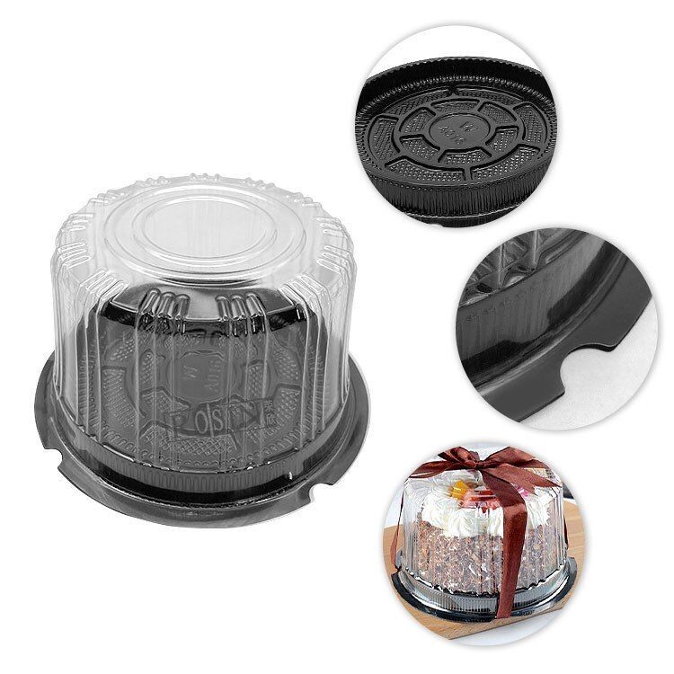 Custom 8 Inch Cake Container Transparent PET Round For Birthday And Party