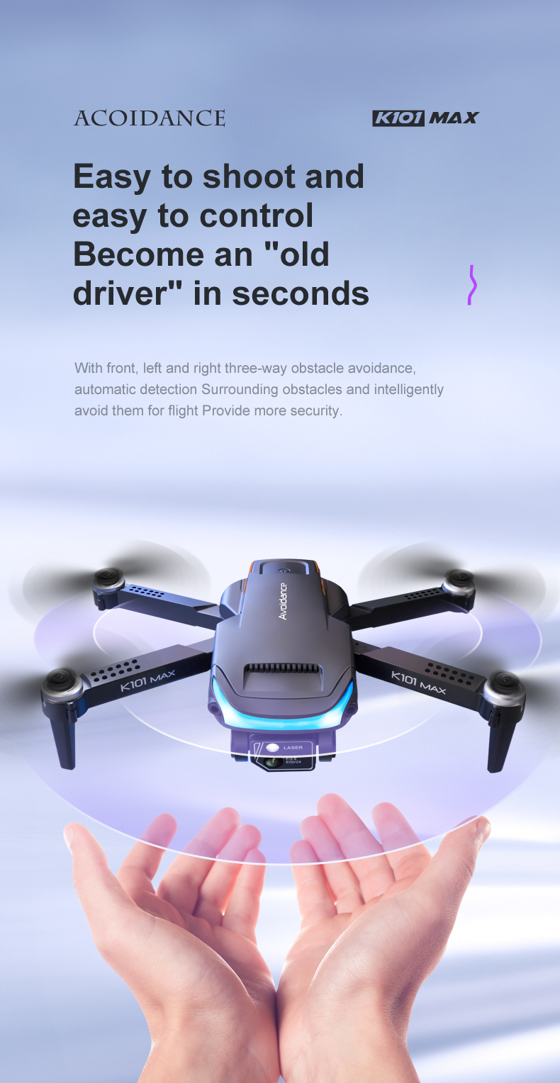 Beginner Operator Skill Level K101 Max Drone 4k Camera and GGPS Mini Toy Drone with 18-25 Minutes Maximum Flight Time