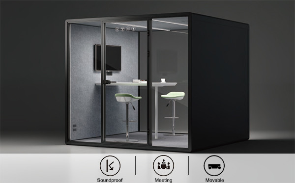 LED Light Automatic Office Phone Booths Aluminum Structure Sound Proof Office Cabin