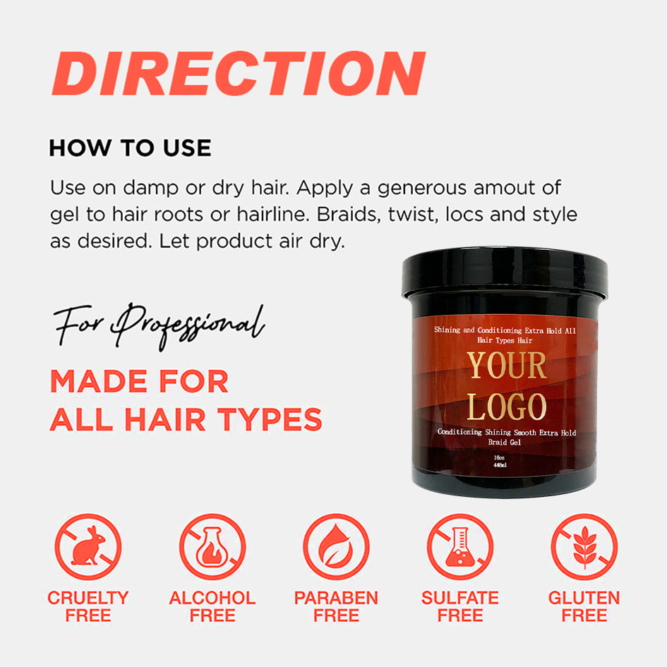 16oz LOC N GEL Moisturized Water Based Hair Pomade Styling Not Greasy Strong Hold Hair Wax Hair Styling Edge Control Pomade Men