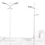 250W Polygonal / Conical Street Light Poles for Highway Lighting