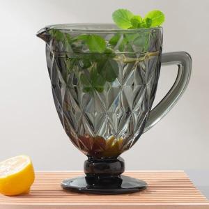 Quality 38 Oz Smoke Gray Glass Water Pitcher Jug With Spout Machine Pressed wholesale