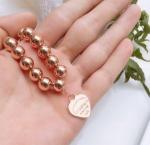 Custom Fine Beaded 14k 18k Gold Ball Chain Bracelet 925 Sterling Silver Heart