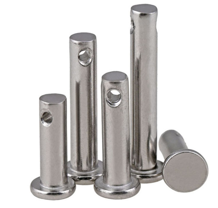 Carbon Steel Flat / Round Head Clevis Pin With Grooved Ends