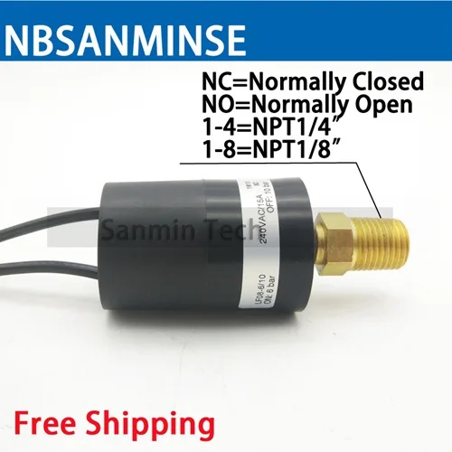 SMF08A 1/8 1/4 High Current Pressure Switch Fixed Set Point Automatic Reset Air Water Pressure Switch High Quality NBSANMINSE