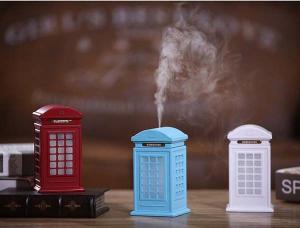 Quality Creative Vintage British Style Phone Booth Humidifier 300ml USB LED Cool Mist Humidifiers wholesale