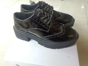 Quality Vintage Balck PU Leather Shoes Patent Leather Oxfords Womens wholesale