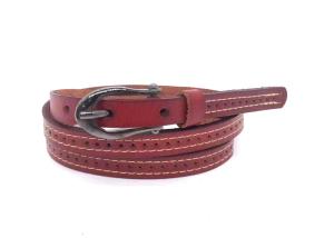 Quality Adjustable Dress Casual Skinny Womens Genuine Leather Belt With Punching And Contrast Color Stitching wholesale