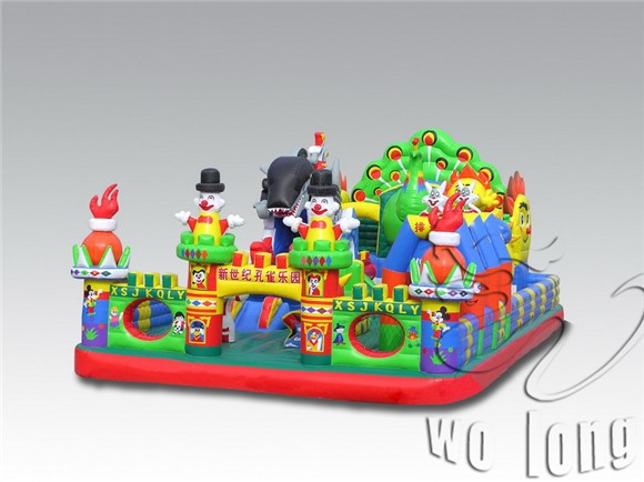 outdoor customized kids inflatable castle, inflatable peacock paradise