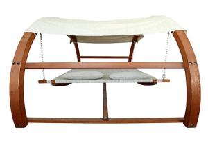 Quality Garden Outdoor Double Arched Larch Frame White Hammock Swing Bed With Canopy wholesale