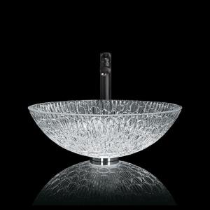 Quality Round Hotel Crystal Wash Basins 130mm Artistic Glass Vessel Sink Bowl For Home Bathroom wholesale
