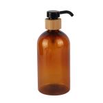 Long Nozzle Bamboo Lotion Pump Bottle 200ml 300ml 500ml Cosmetic PET Bottle