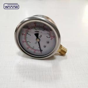 Quality Customizable 1/4 BSPT Bottom Connection Vacuum Oil Filled Pressure Gauge Raw of Industrial High Pressure Gas Gauge Meters wholesale