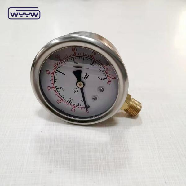 Customizable 1/4 BSPT Bottom Connection Vacuum Oil Filled Pressure Gauge Raw of