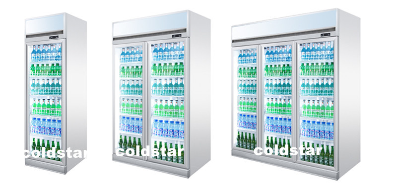 -18 To -20 2 /3/4 Door Top Mount Showcase Upright Refrigerator Freezer For Supermarket