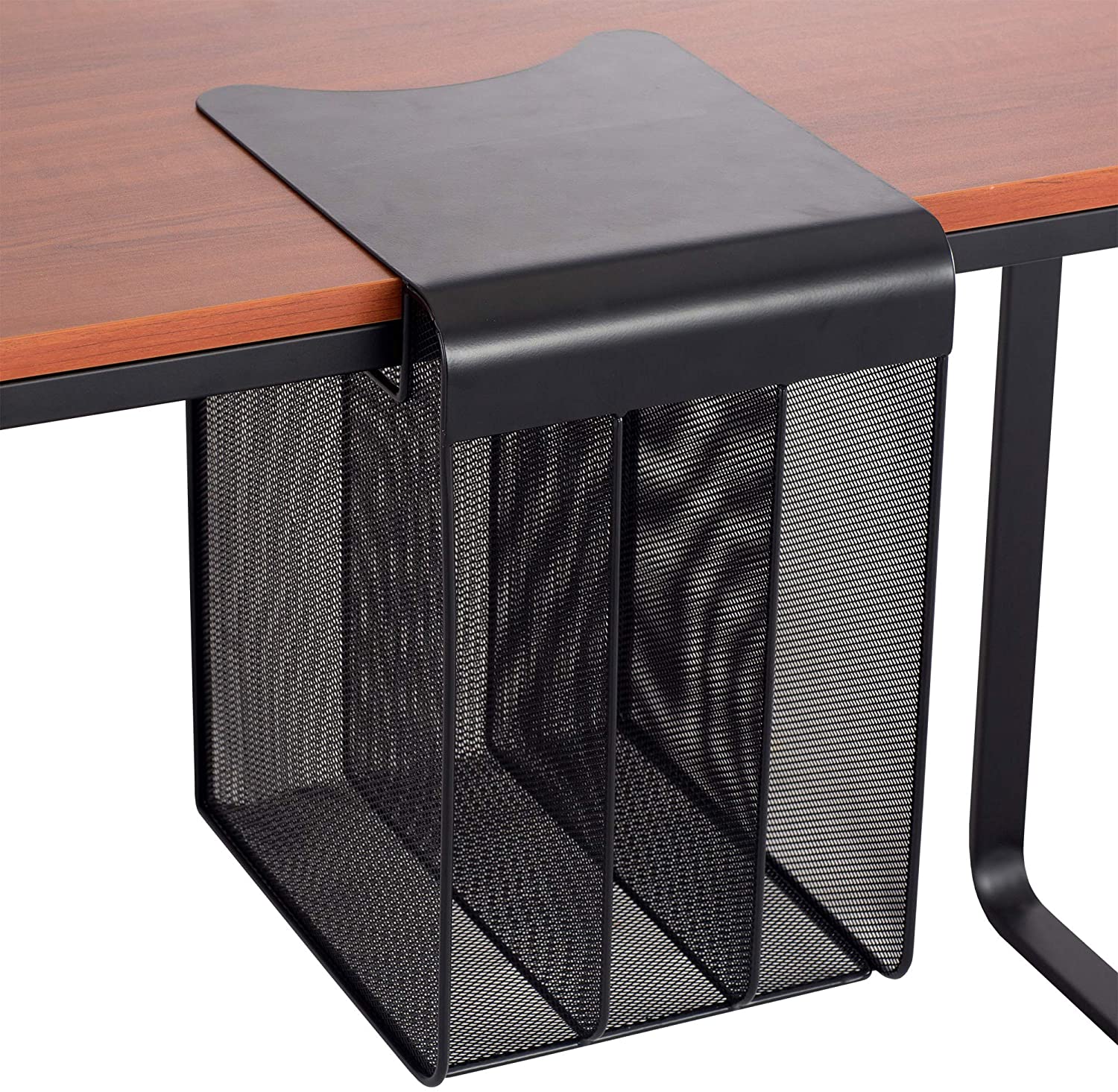 Black Hidden Solid Top Vertical Metal Hanging Underdesk Drawer Storage Organizer for Standing Desk