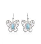 Cabochon S925 Blue Larimar Silver Jewelry Butterfly Drop Earrings