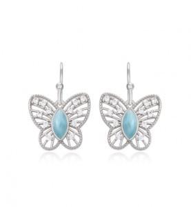 Quality Cabochon S925 Blue Larimar Silver Jewelry Butterfly Drop Earrings wholesale