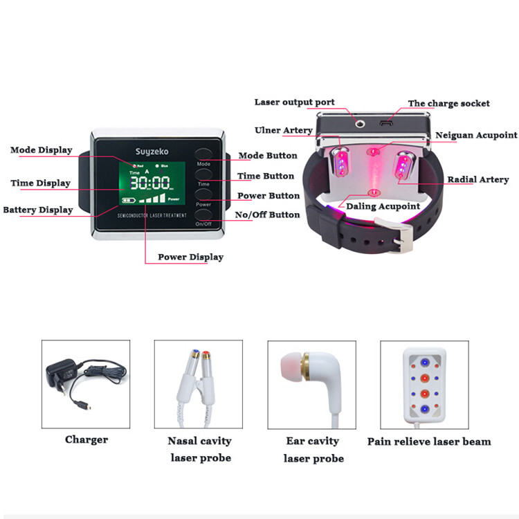 FDA Portable Laser Watch For High Blood Pressure ，Medical Physical Therapy Equipment