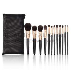 Quality OEM ODM Multifunction Makeup Brush Set 12pcs With Black Wooden Handle wholesale