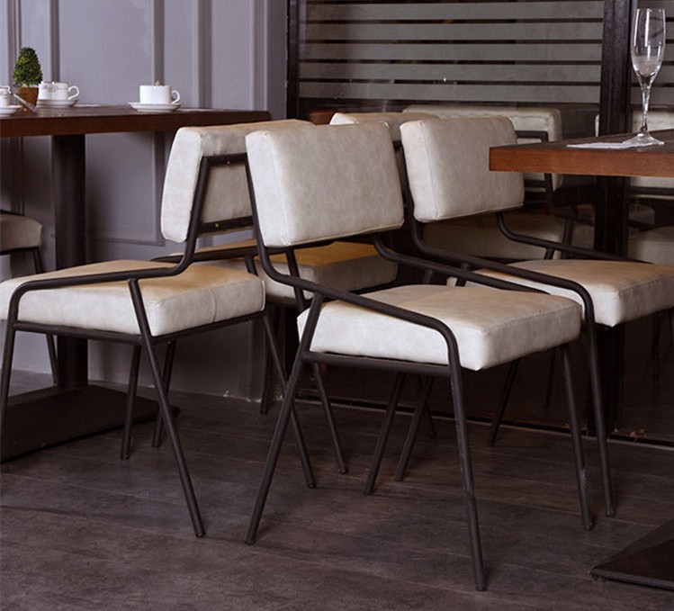 Non Slip Modern Metal Dining Chairs , Leather Dining Chairs With Metal Legs