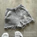 Custom Shorts Print Logo High Quality Fluffy Fuzzy Knitted Mohair Wool Below