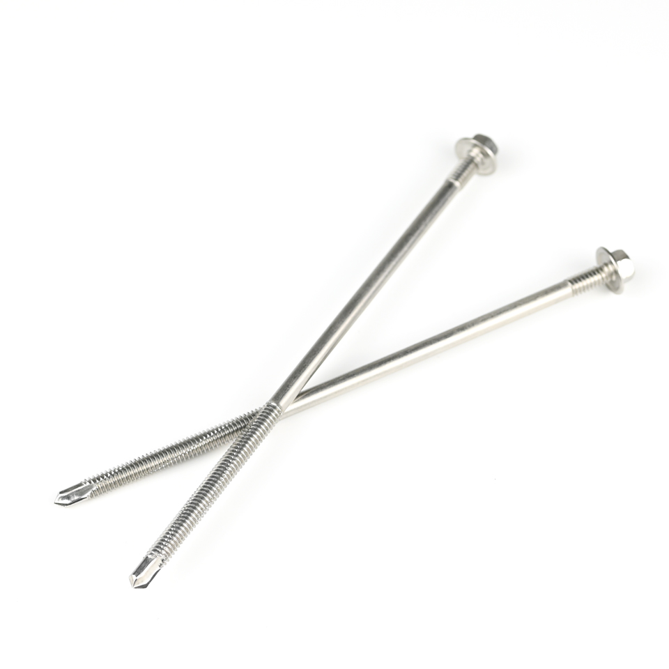 Double Thread Washer Hex Head Self Drilling Screws Stainless Steel for INCH Measurement