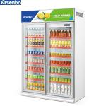 Practical White Double Door Beverage Cooler , 1200L Commercial Bottle Cooler