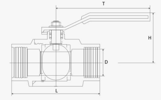 2PC Stainless Steel Ball Valve, NPT Thread with Butterfly Handle
